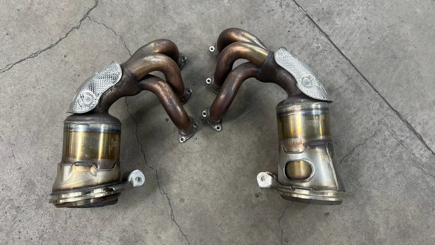 992 PORSCHE GT3 OEM GENUINE ORIGINAL LEFT (D) & RIGHT (P) CAT EXHAUST MANIFOLD